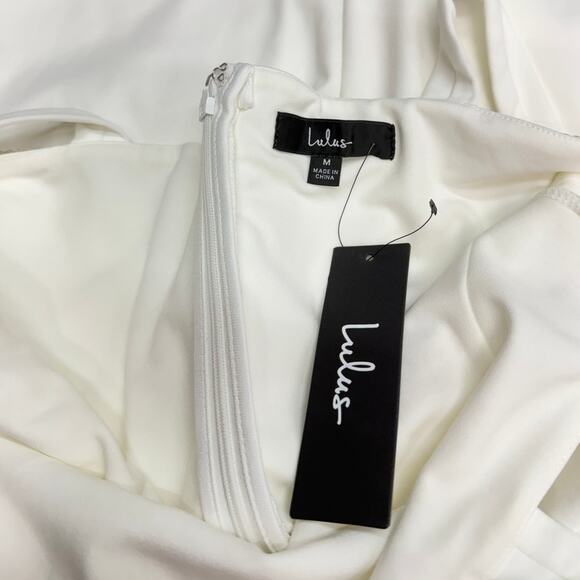 Lulus Glowing Allure White Rhinestone Sleeveless Bodycon Mini Dress size M NWT - Picture 3 of 6